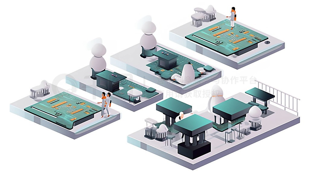 半導體芯片制造的藝術呈現 集成電路設計插畫元素